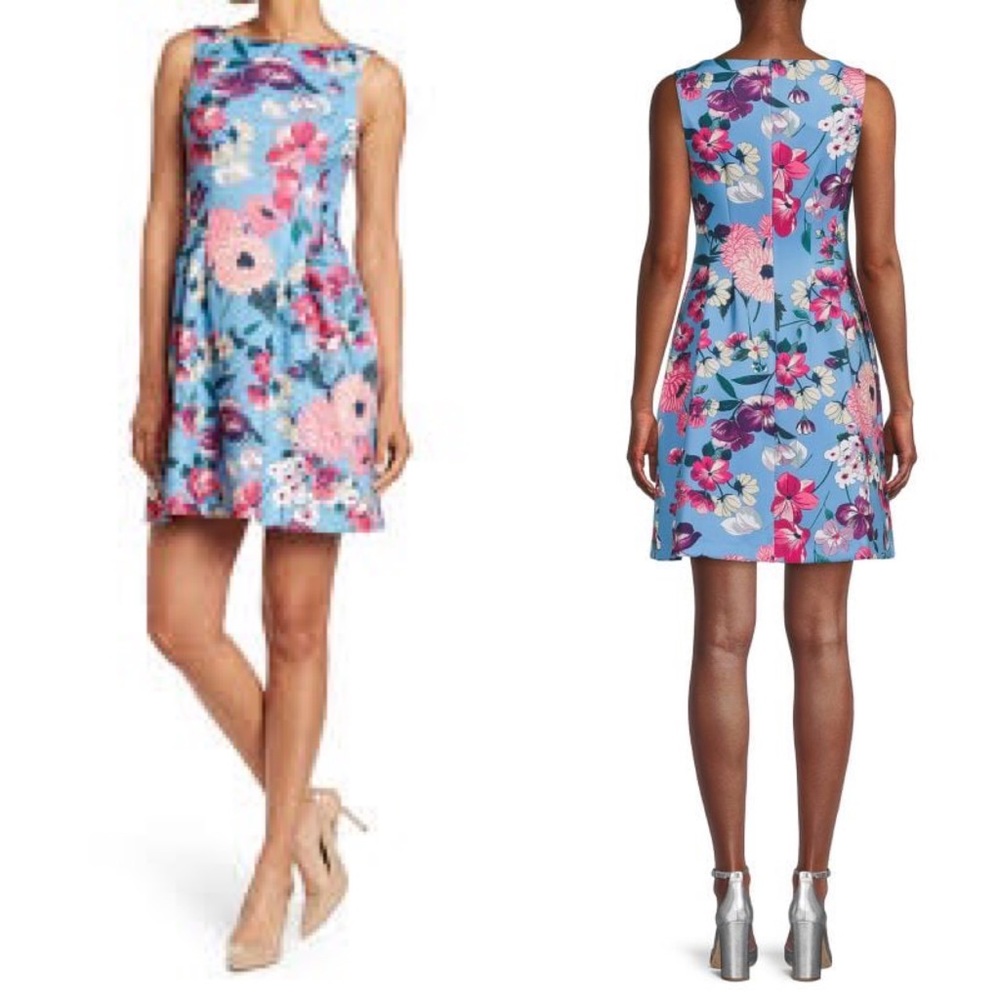 VINCE CAMUTO
Floral Print Fit & Flare Scuba mini Dress sz. 0 blue sleeveless